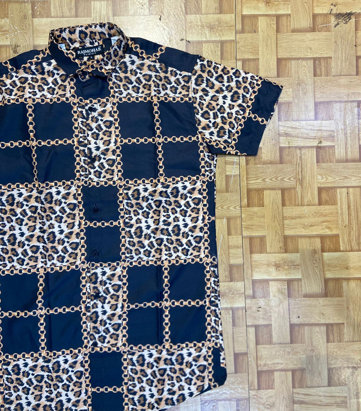 Leopard Charm – Printed Cotton Half Sleeve Shirt