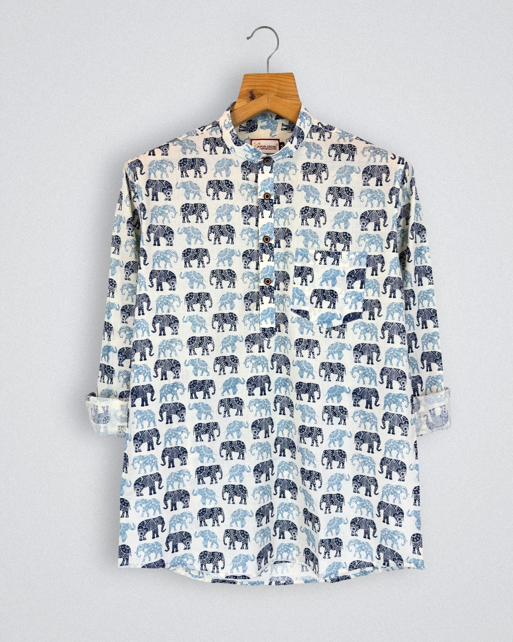 Navy Dreams – Printed Cotton Short Kurta