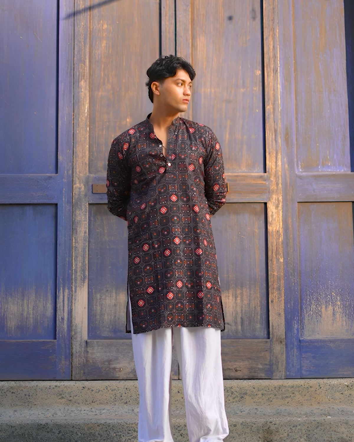 Midnight Octagon – Heritage Print Long Kurta