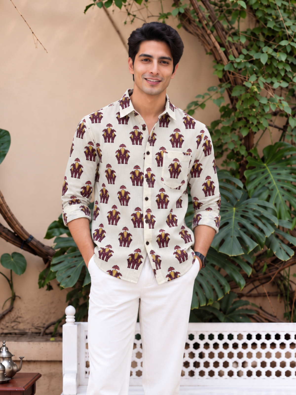 Royal Elephant – Printed Cotton Full Sleeve Shirt