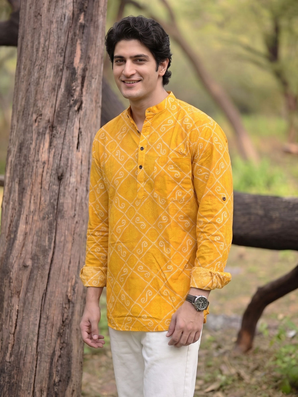 Sunshine Swirl – Printed Cotton Short Kurta