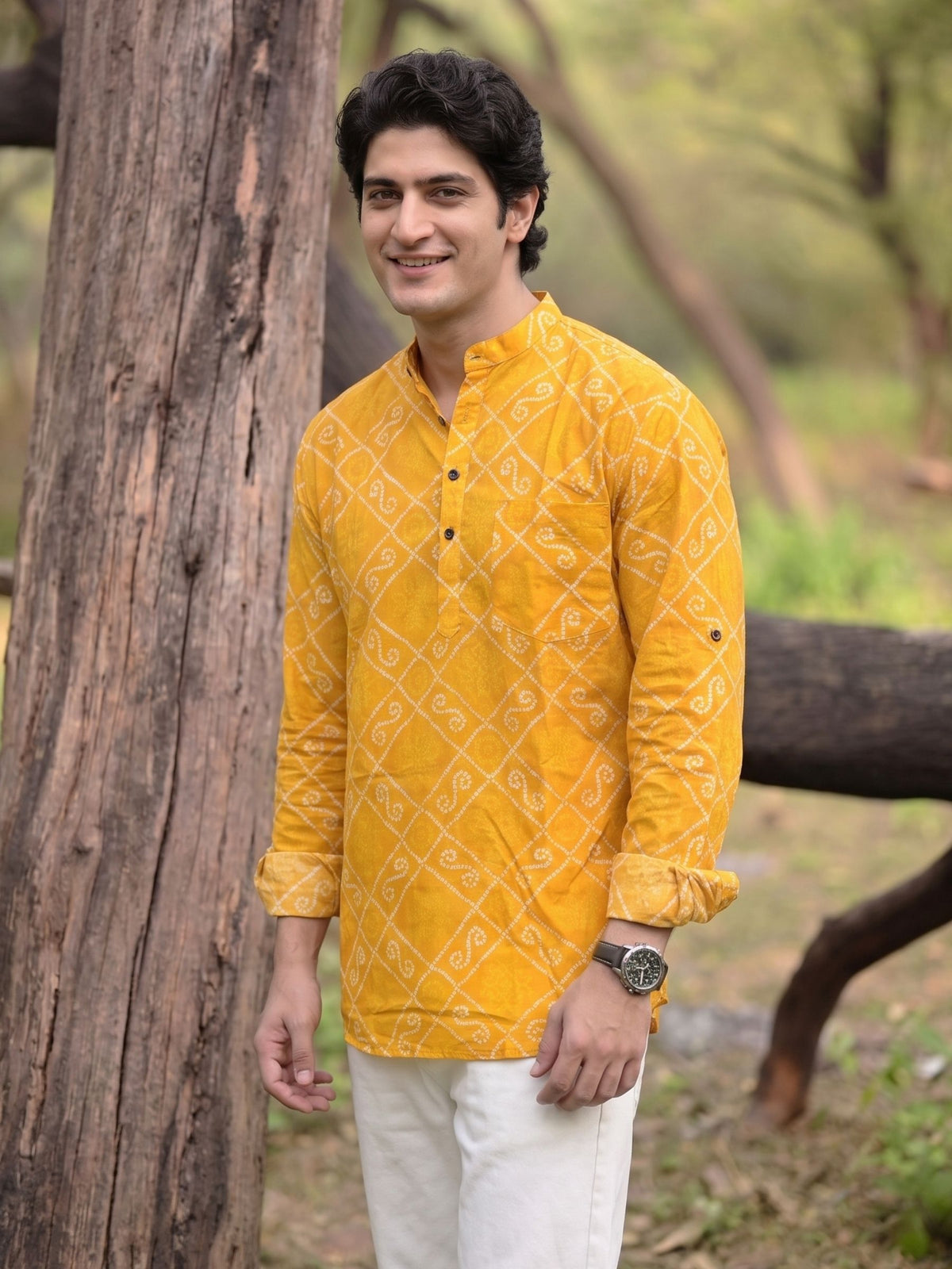 Sunshine Swirl – Printed Cotton Short Kurta