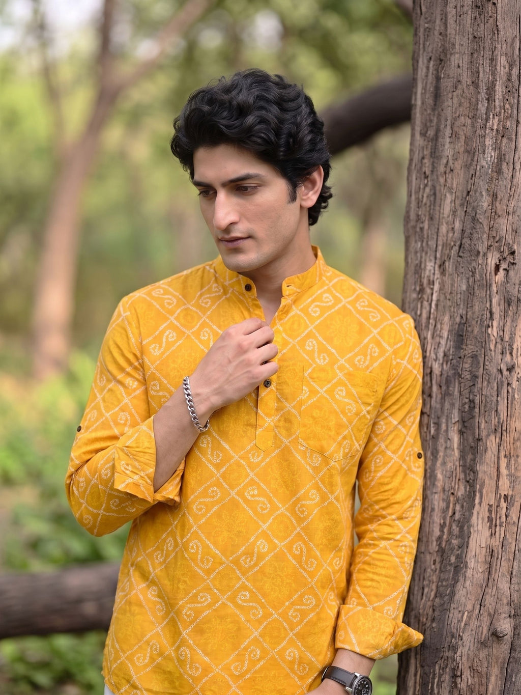 Sunshine Swirl – Printed Cotton Short Kurta
