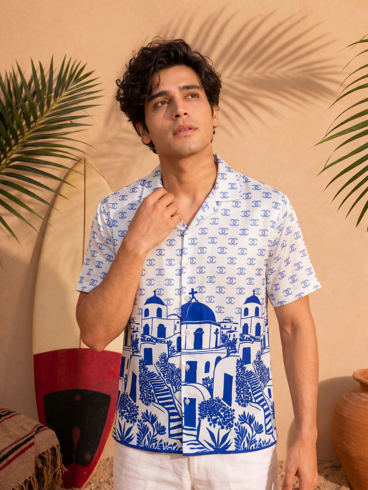 Breezy Vibes – Cuban Collar Printed Cotton Shirt