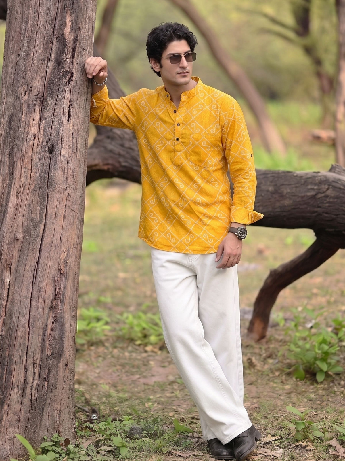 Sunshine Swirl – Printed Cotton Short Kurta