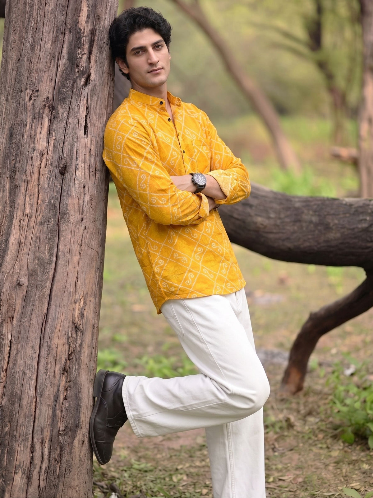 Sunshine Swirl – Printed Cotton Short Kurta