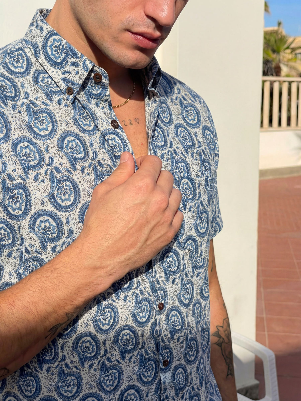 Paisley Charm – Printed Cotton Half Sleeve Blue