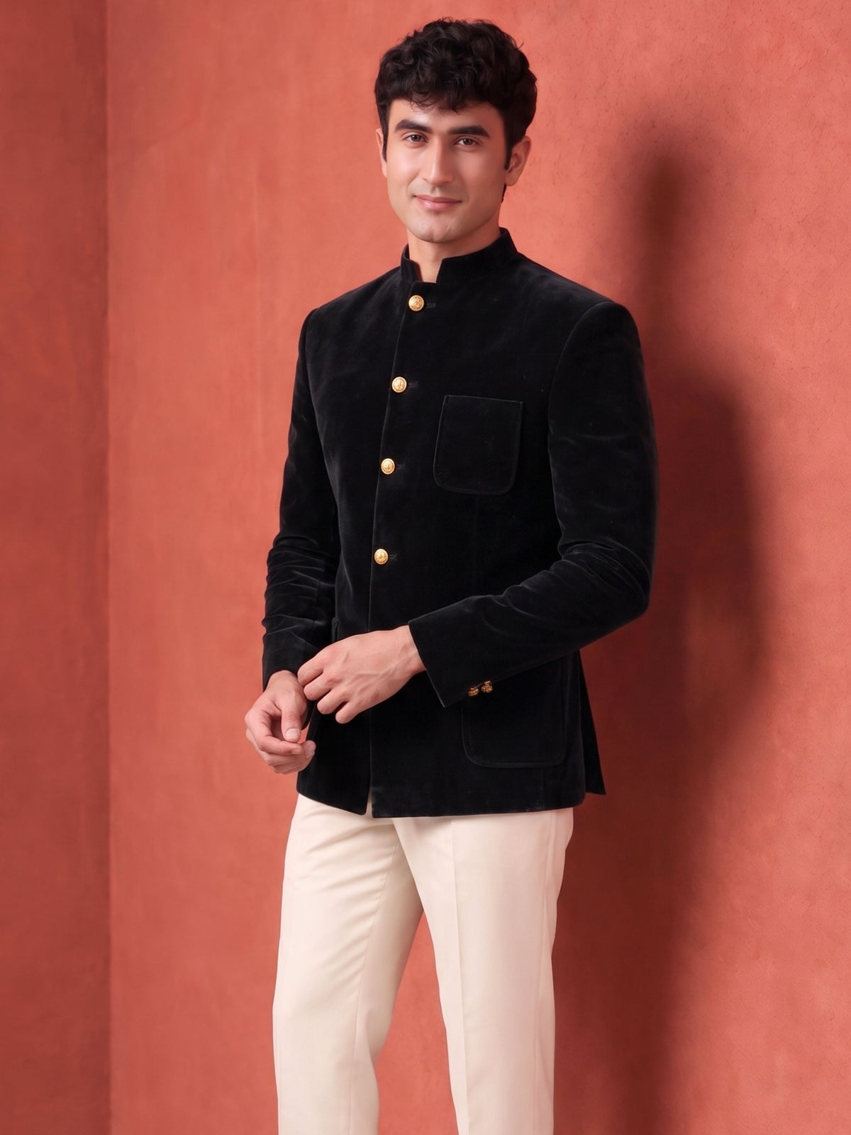 The Ultimate Royal Velvet Jodhpuri bandhgala– Black