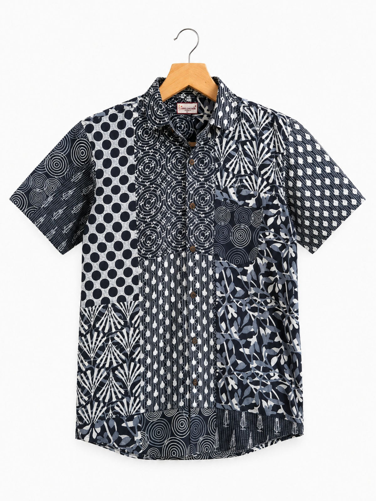 Monochrome Magic – Printed Cotton Half Sleeve Shirt