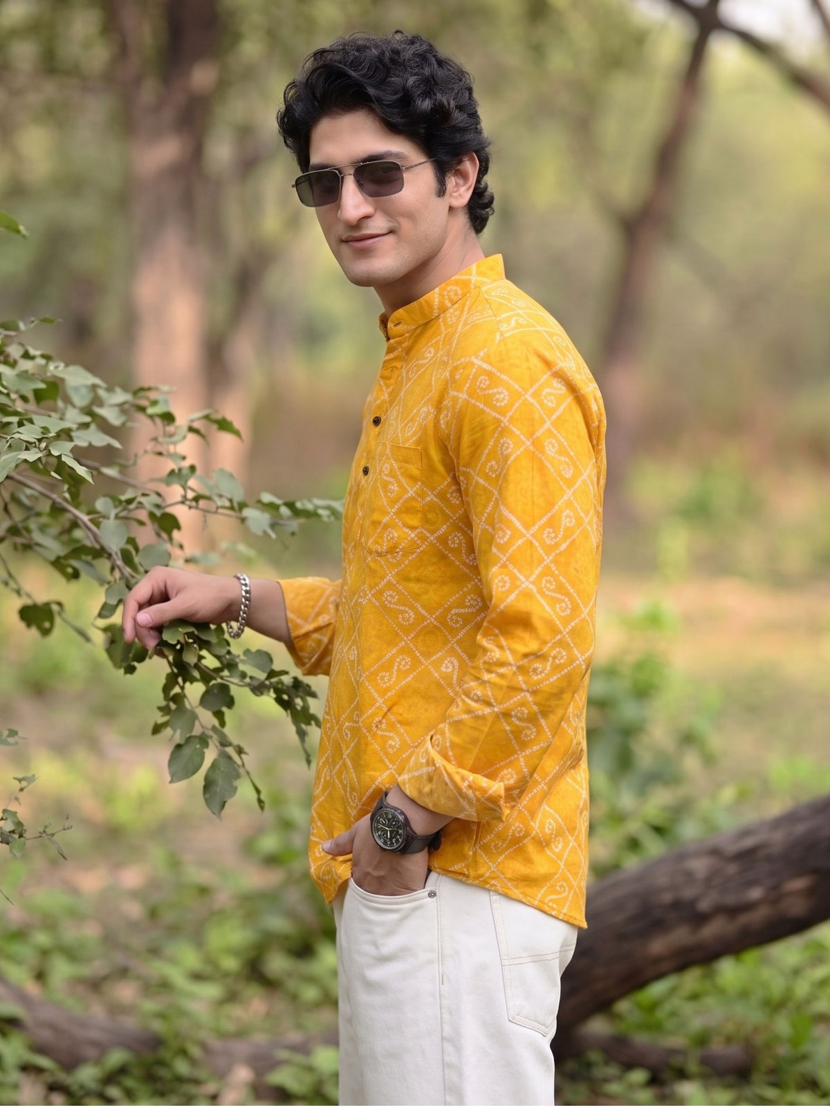 Sunshine Swirl – Printed Cotton Short Kurta
