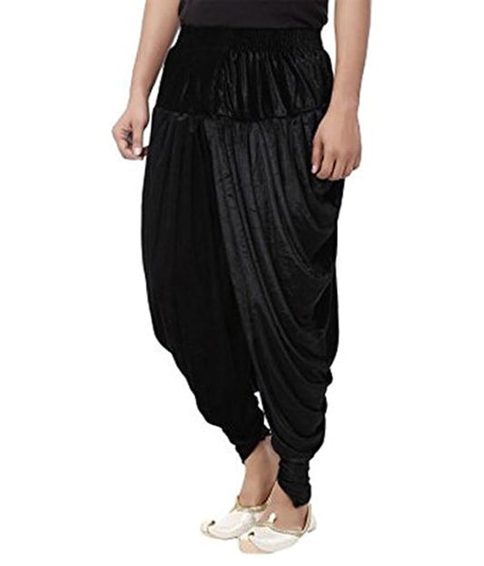 Velvet Dhoti Pant -Black