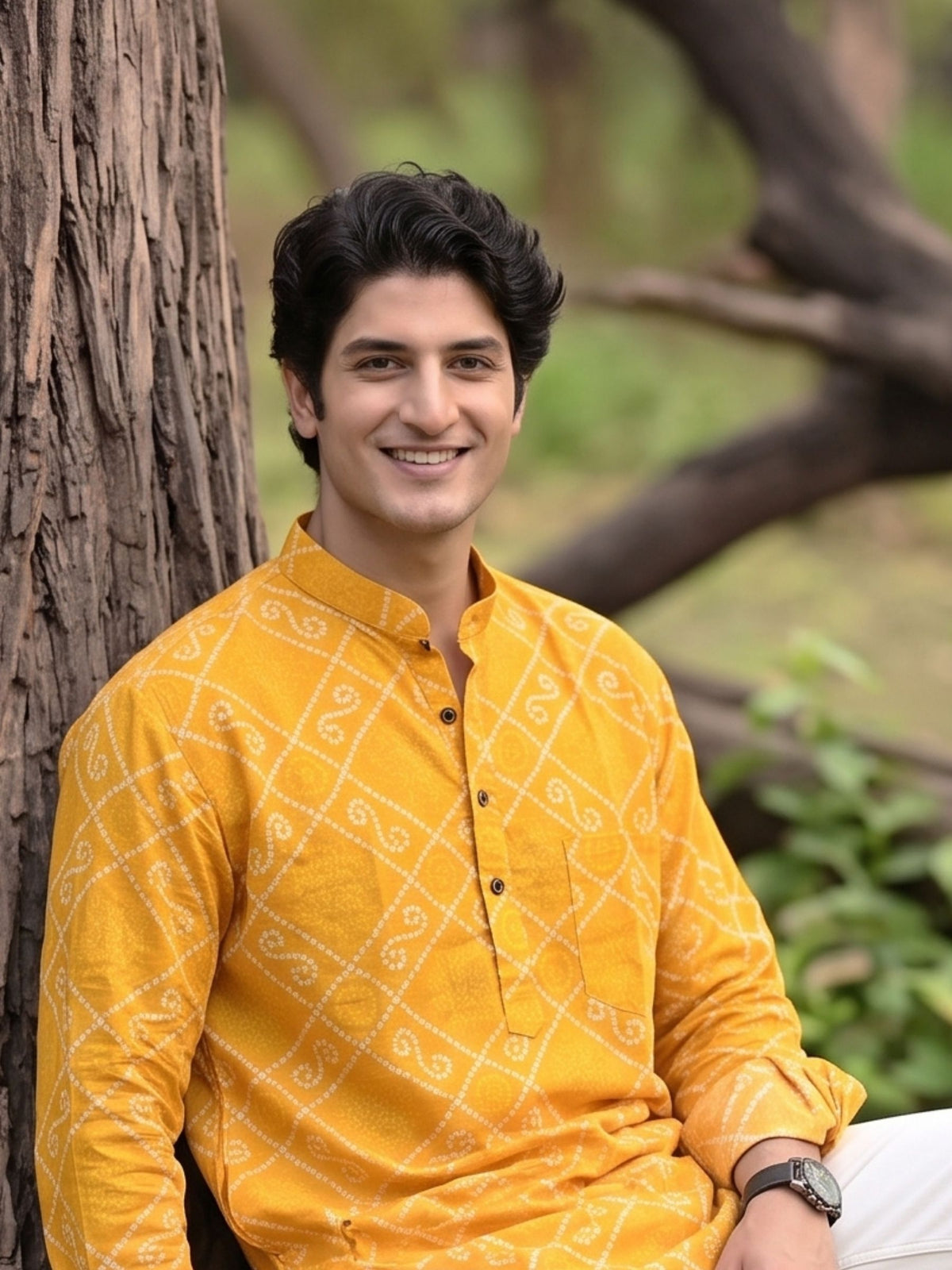 Sunshine Swirl – Printed Cotton Short Kurta