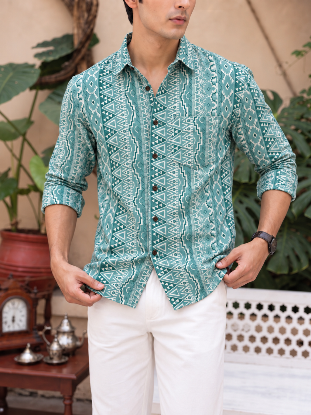 Sanganeri Style – Men's Full Sleeve Printed Shirt