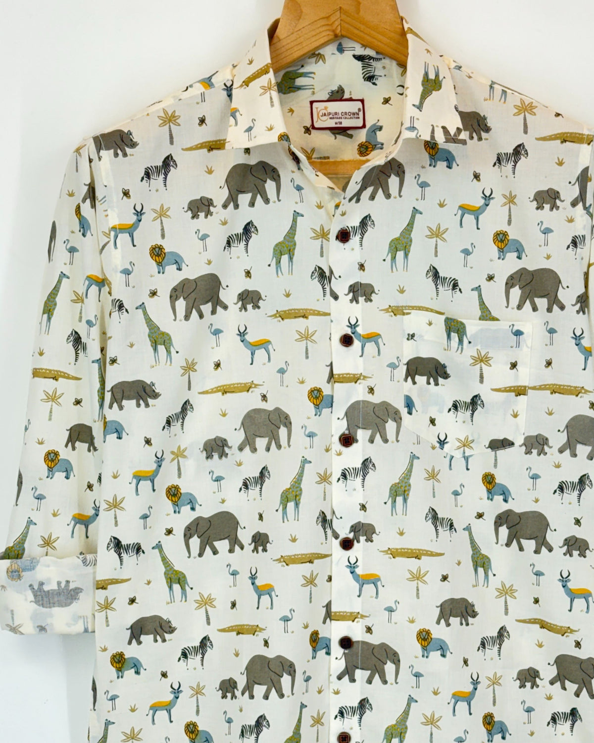 Animal Kingdom – Cotton Full Sleeve Shirt in Beige