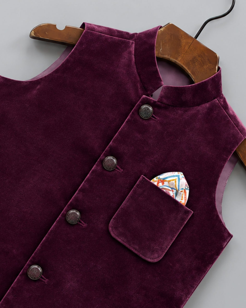 Stylish Kid's Nehru Jacket in Velvet