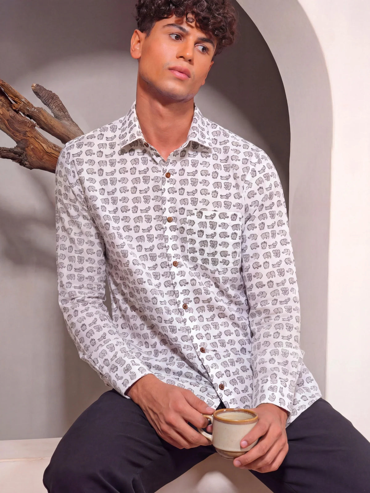 Safari Style – Full Sleeve Cotton Shirt in Grey