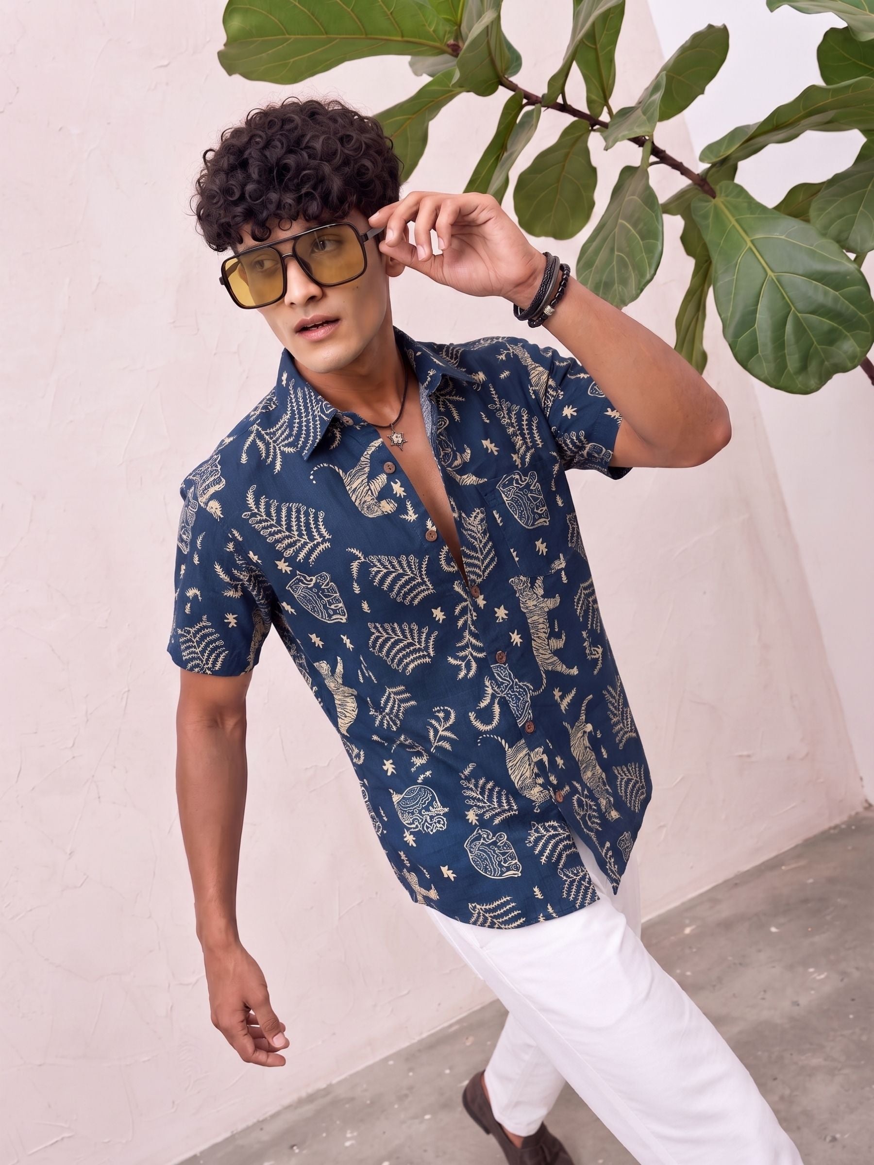 Tiger Tales – Printed Cotton Half Sleeve Shirt