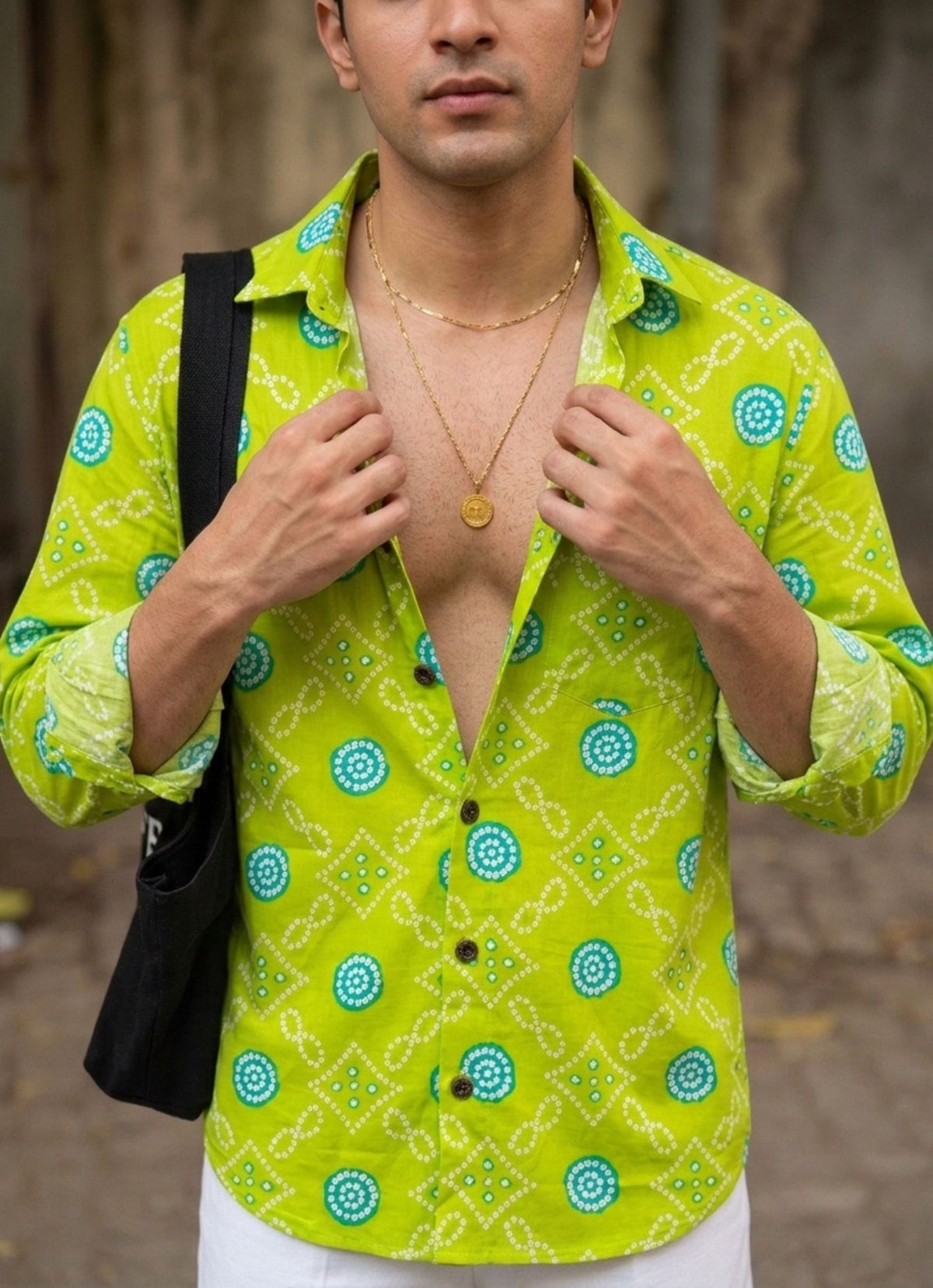 Lime Delight – Printed Cotton Full Sleeve Shirt