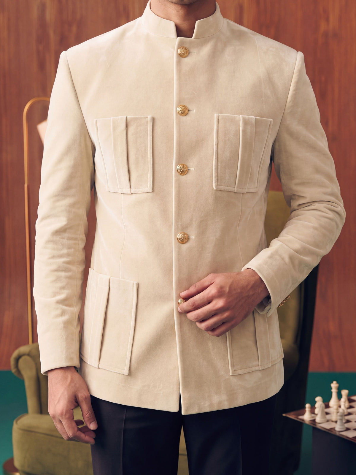 The Ultimate Royal Velvet Jodhpuri – Ivory
