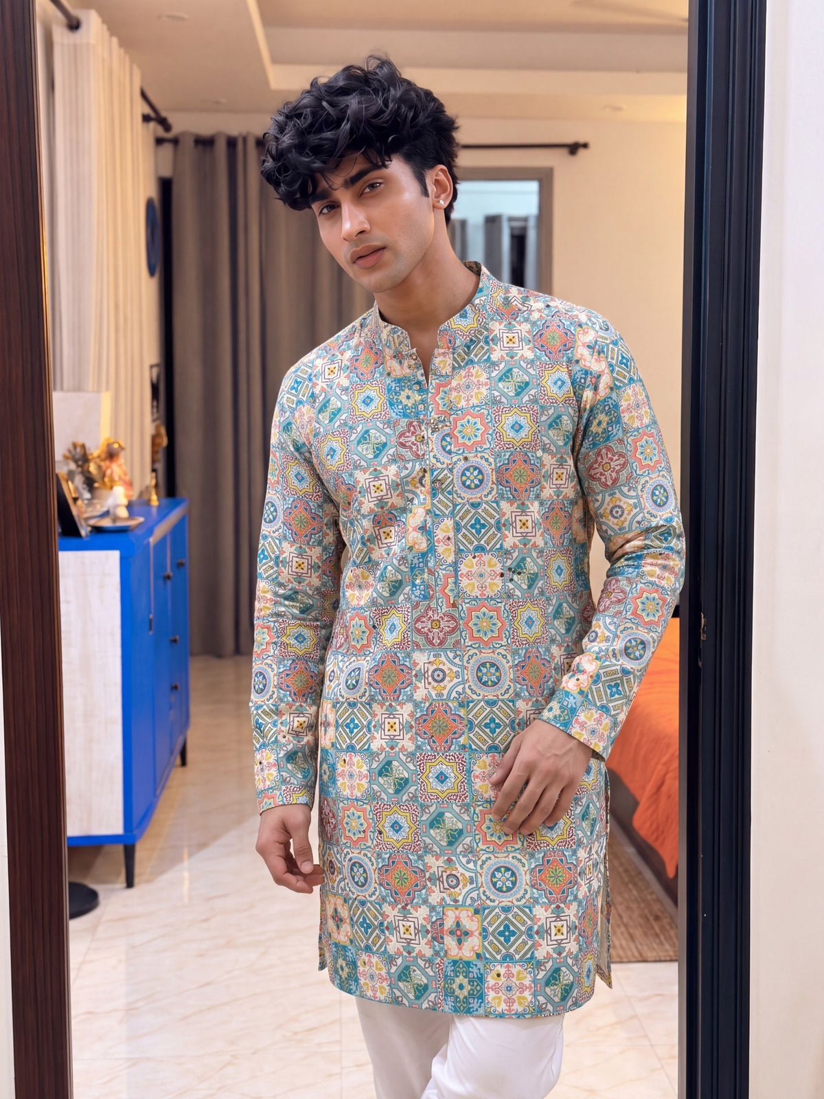 Multicolor Geometric – Printed Long Kurta