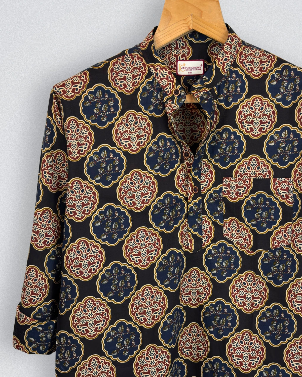 Elegant Blossom – Printed Cotton Short Kurta