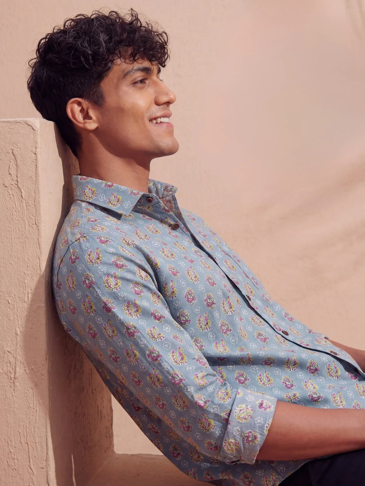 Royal Peacock – Printed Cotton Full Sleeve