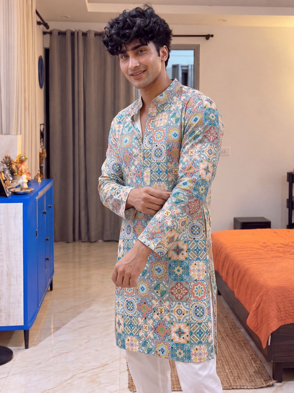 Multicolor Geometric – Printed Long Kurta