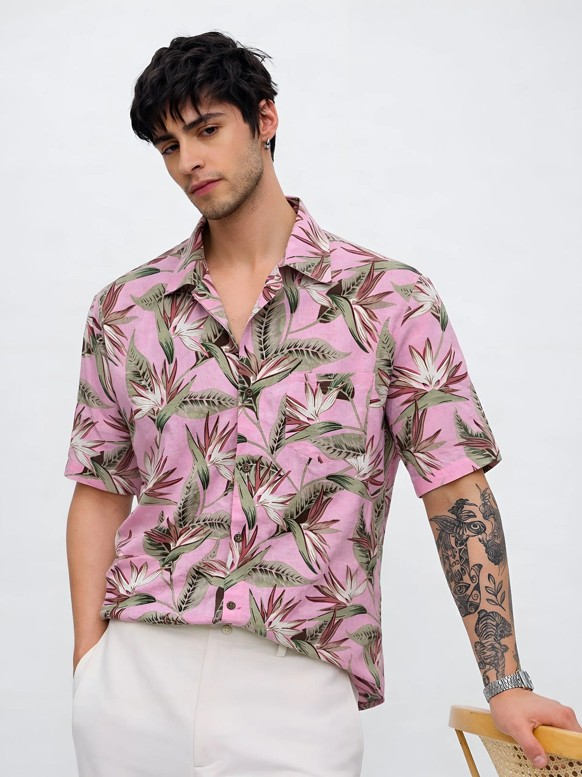 Tropical Bliss – Plus Size Printed Cotton Half Sleeve