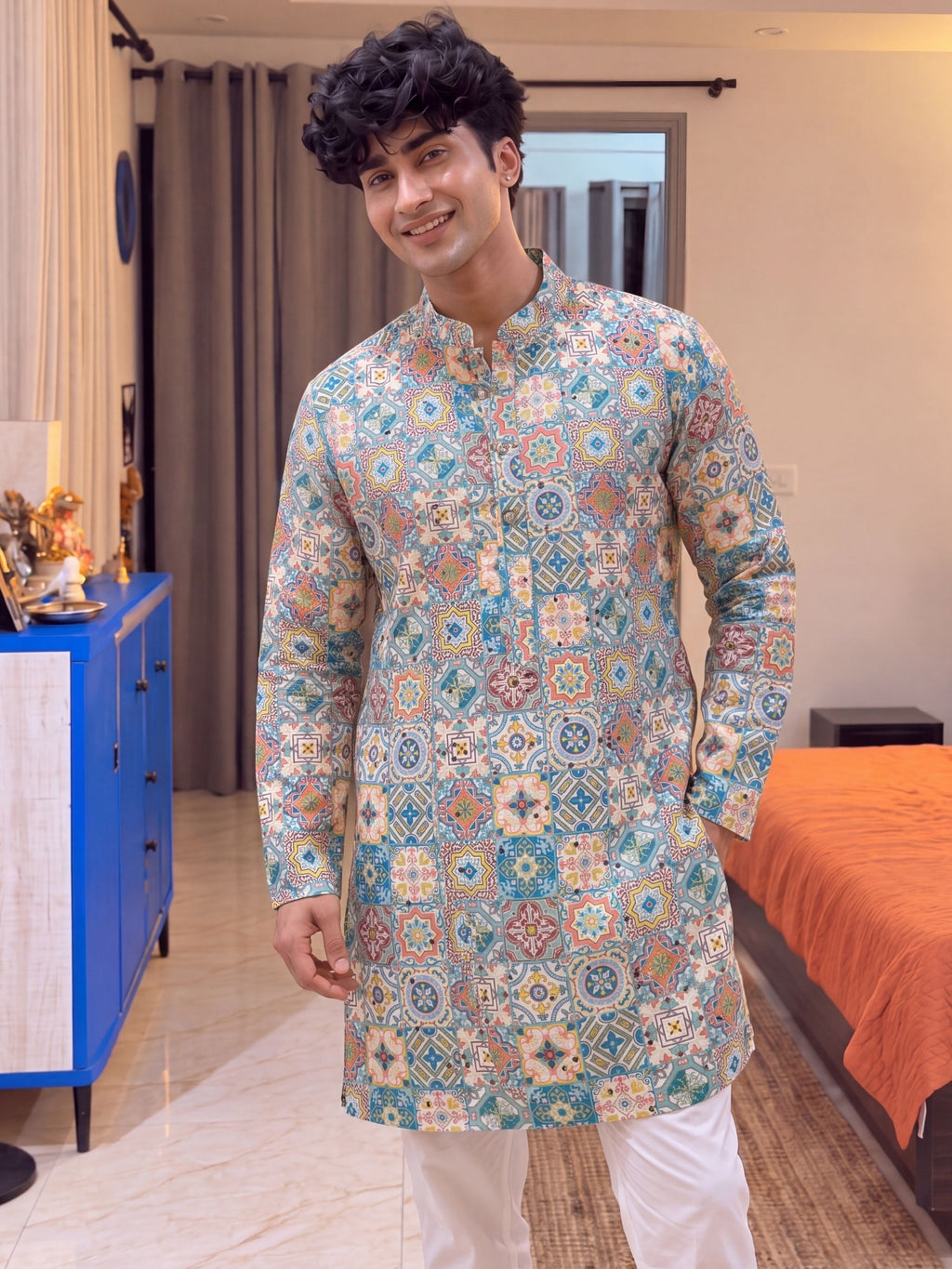 Multicolor Geometric – Printed Long Kurta