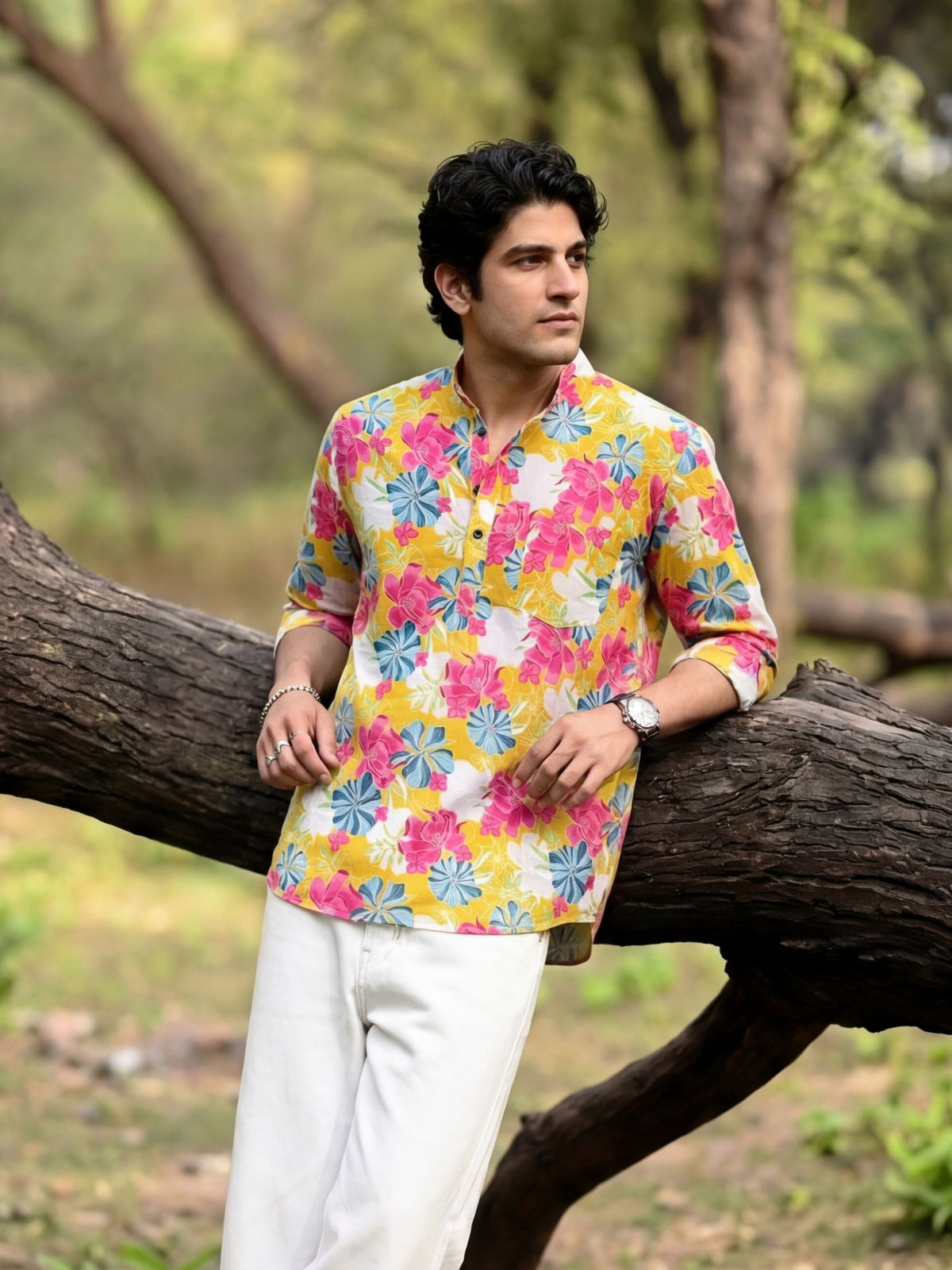 Floral Fiesta – Printed Cotton Short Kurta