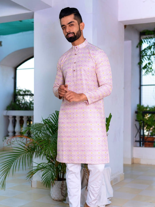 Printed Designer Cotton Kurta - Pastel Multi