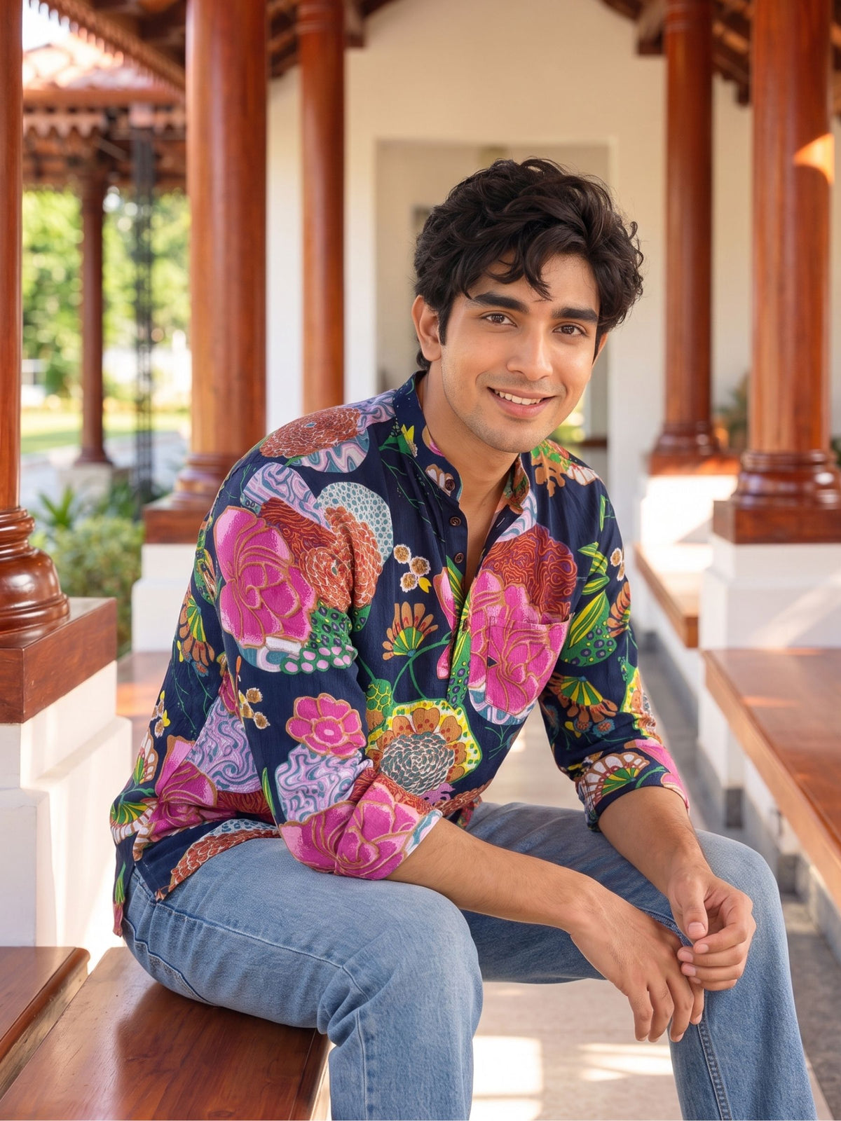 Tropical Vibes – Printed Cotton Short Kurta