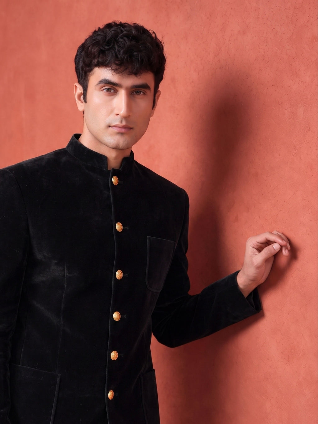 The Ultimate Royal Velvet Jodhpuri bandhgala– Black