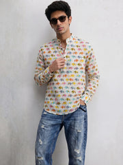 Vibrant Elephants – Plus Size Cotton Short Kurta