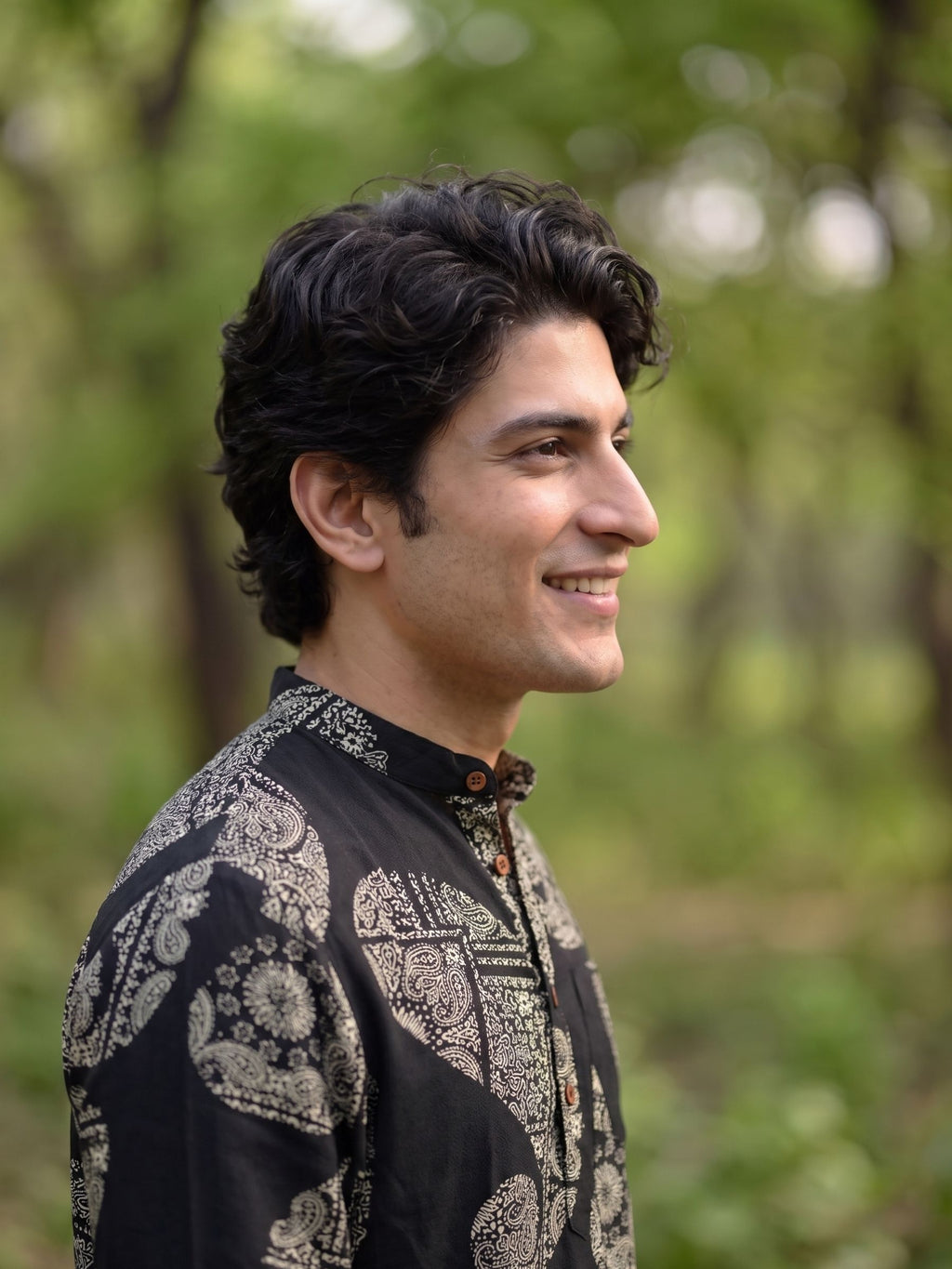 Elegant Paisley – Printed Cotton Short Kurta