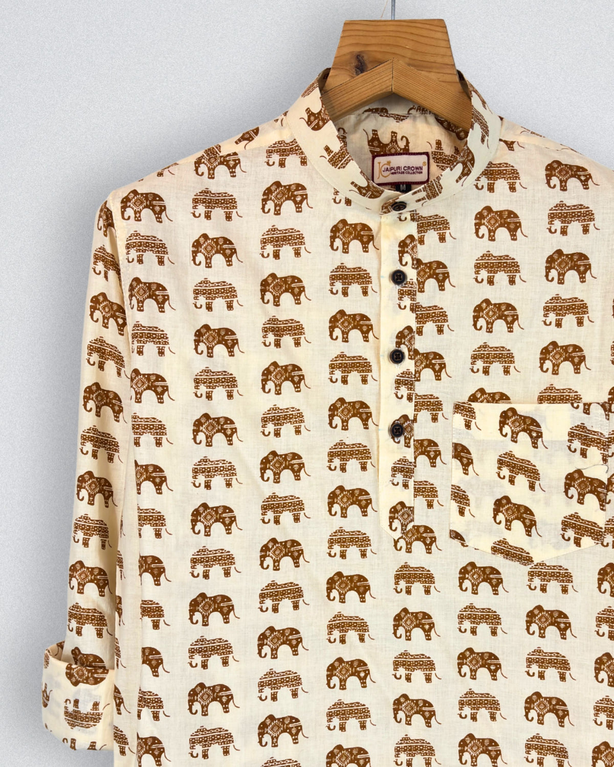 Elephant Elegance – Printed Cotton Short Kurta