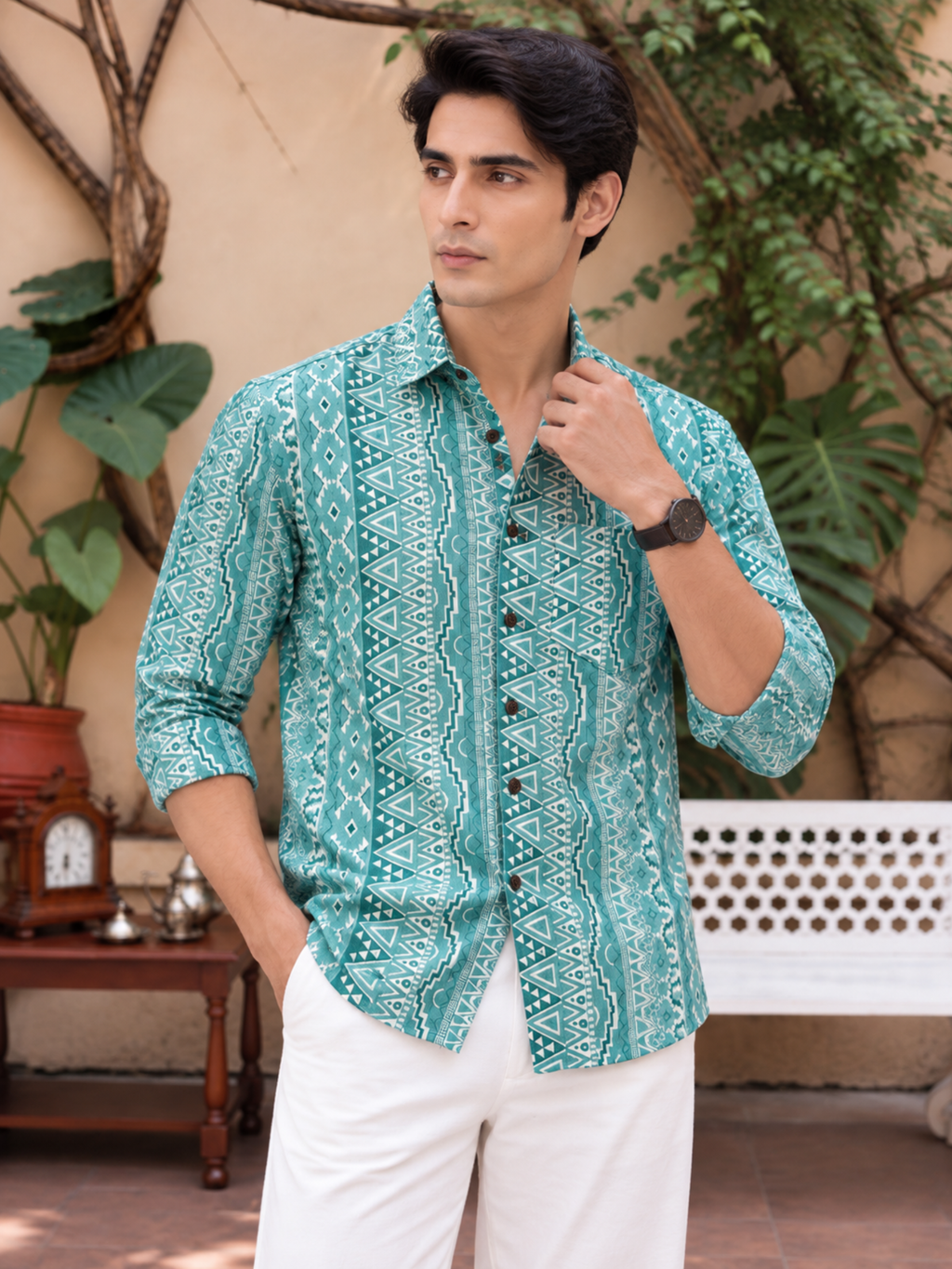 Sanganeri Style – Men's Full Sleeve Printed Shirt