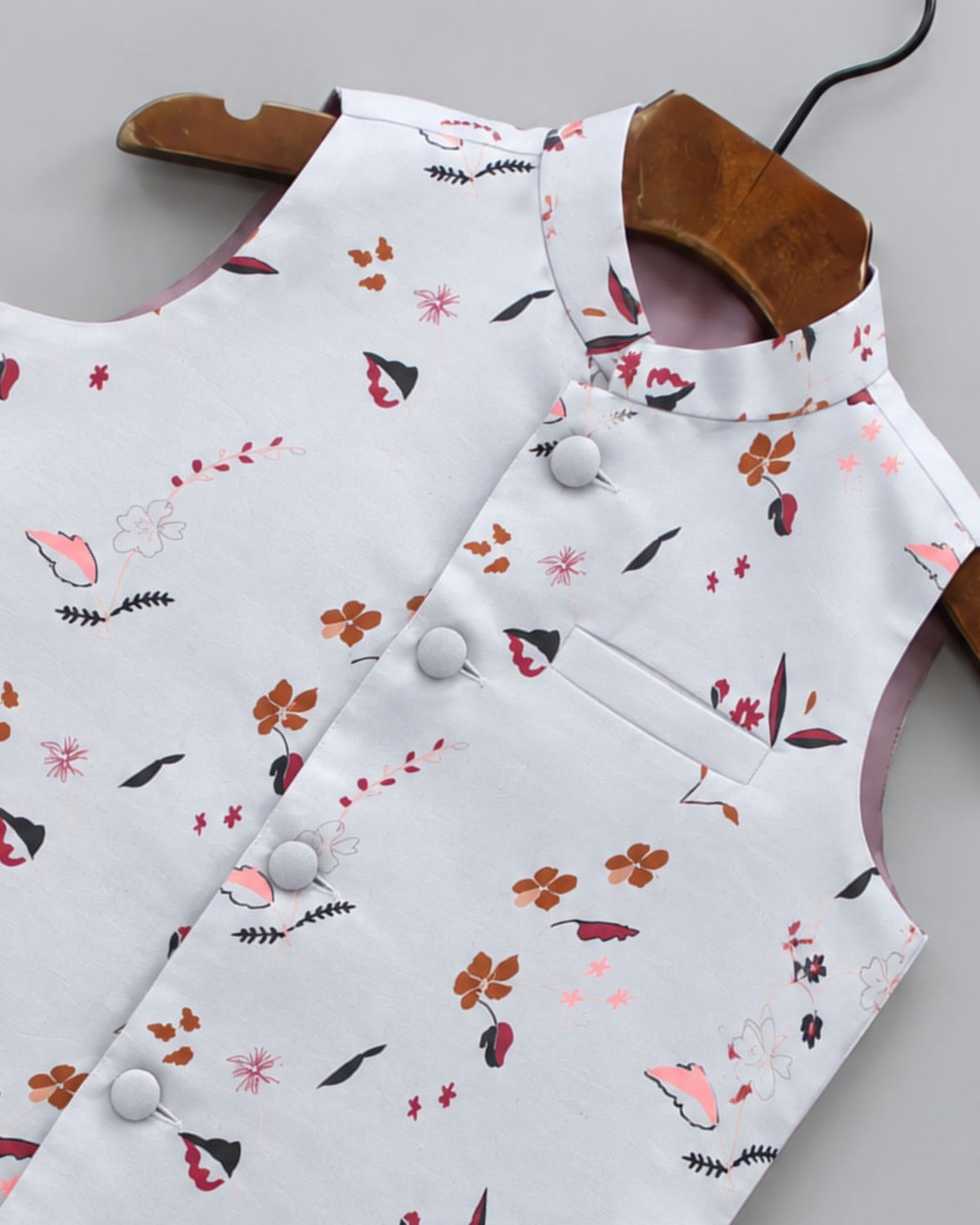 Stylish Kid's Nehru Jacket with Floral Print