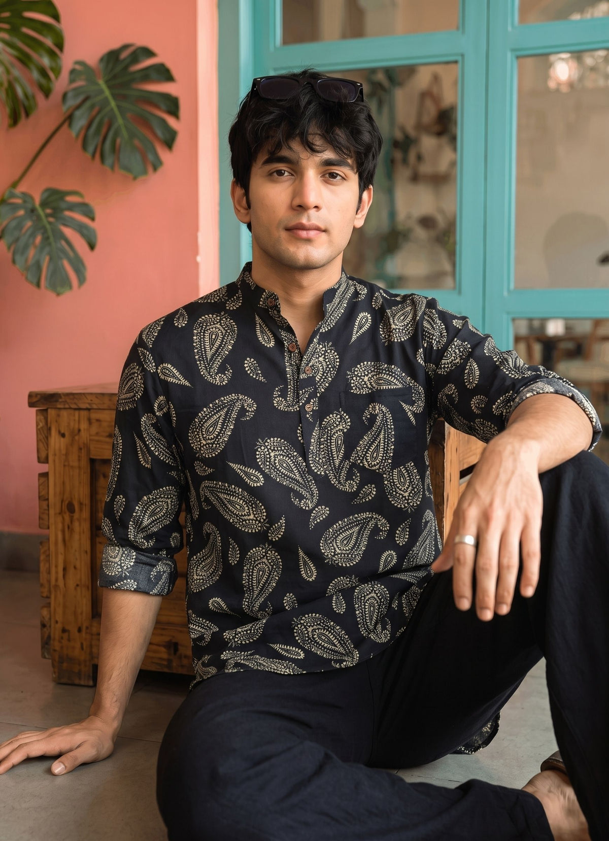 Trendy Elegance – Printed Cotton Short Kurta