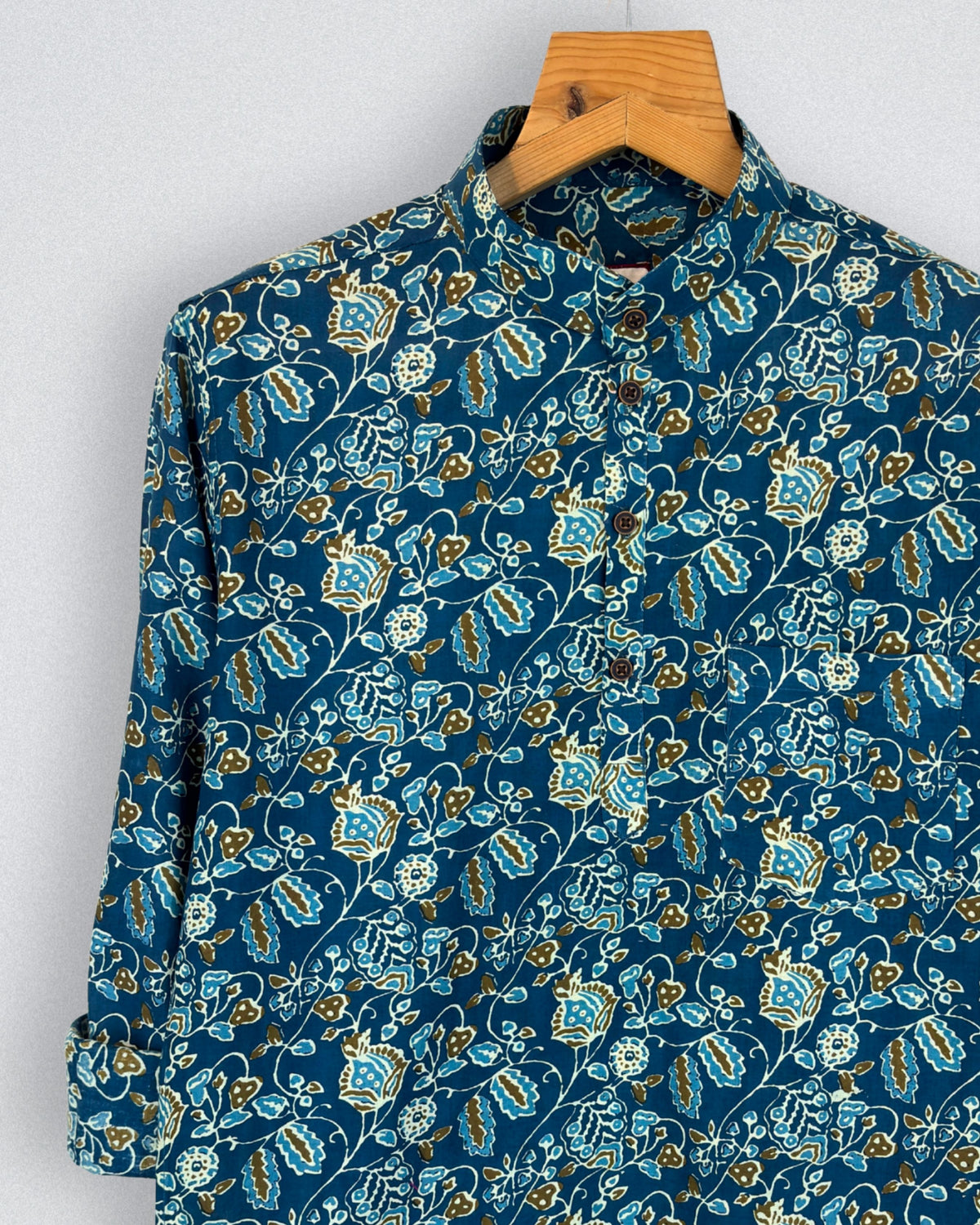 Ocean Breeze – Printed Cotton Short Kurta