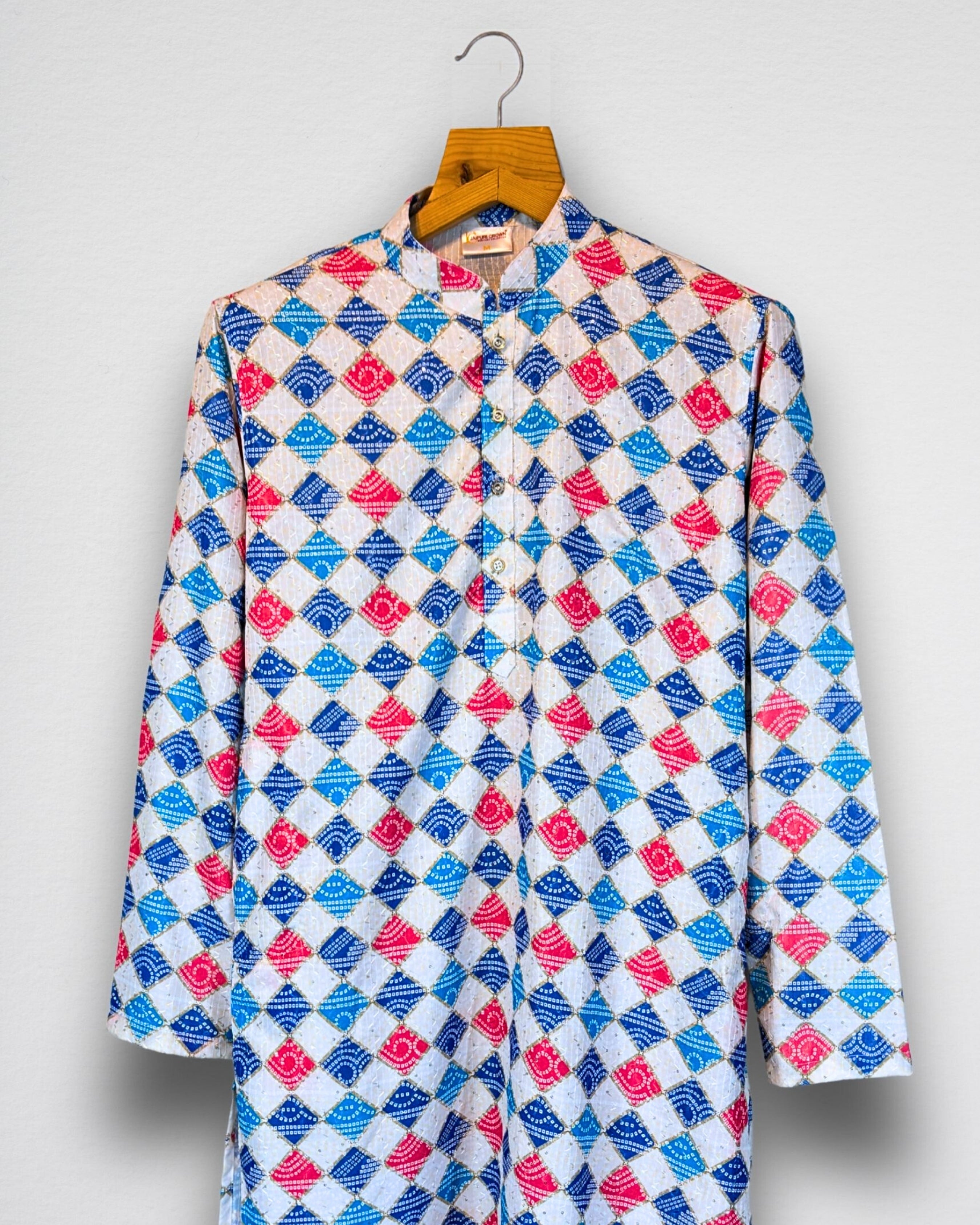 Bandhej White Printed Kurta