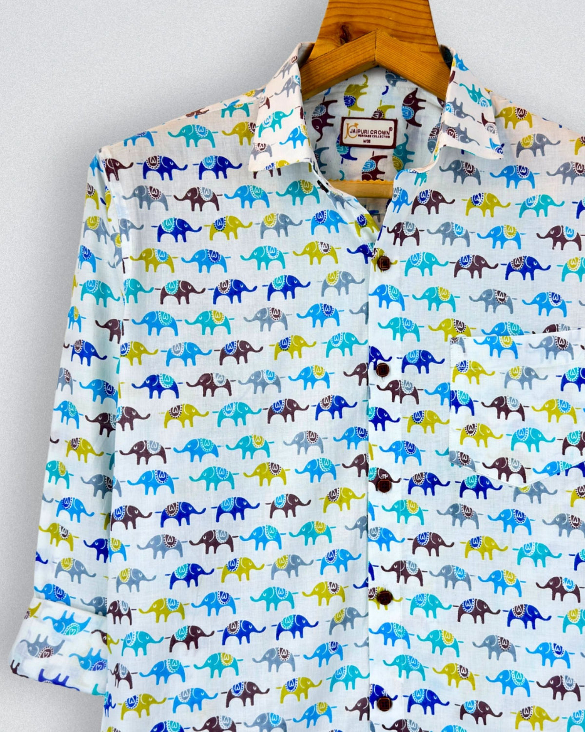 Colorful Elephants – Cotton Full Sleeve Shirt