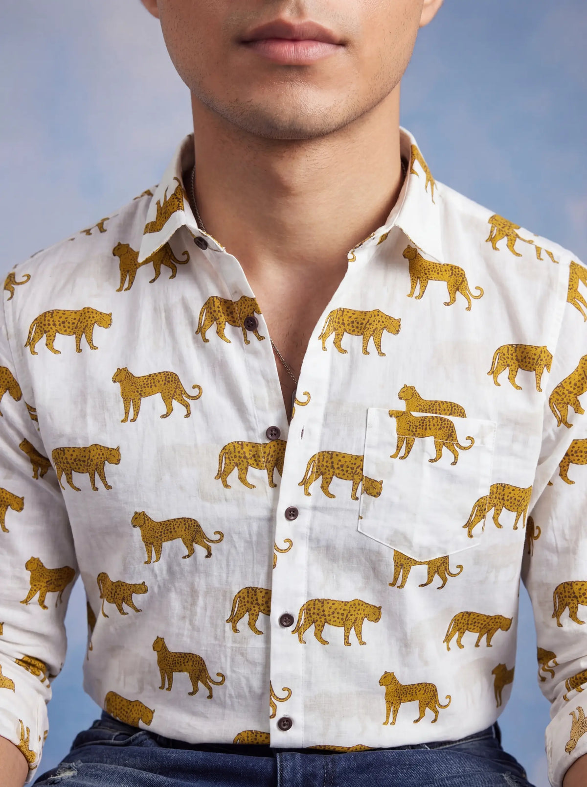 Roaring Style – Plus Size Printed Cotton Shirt
