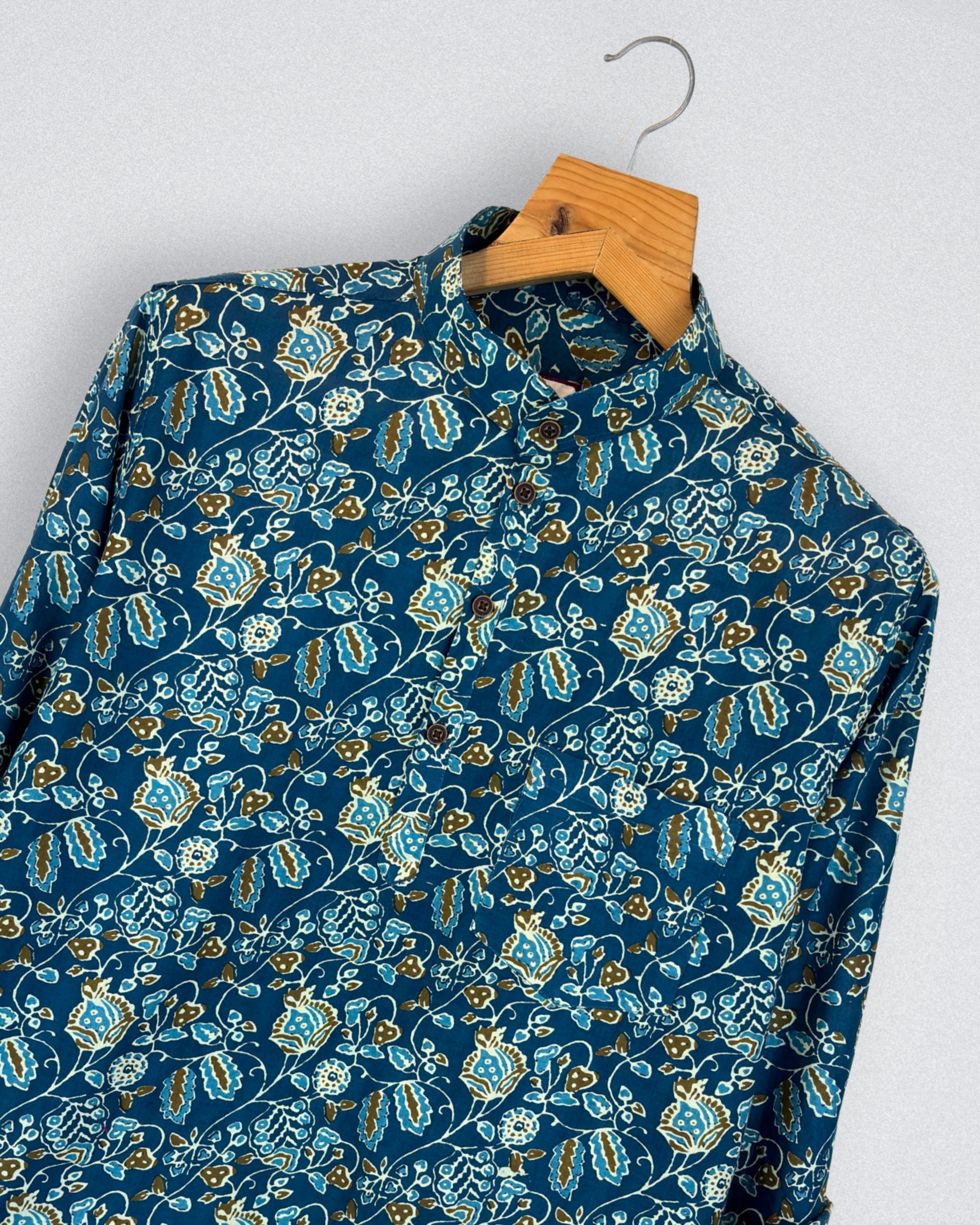 Ocean Breeze – Printed Cotton Short Kurta