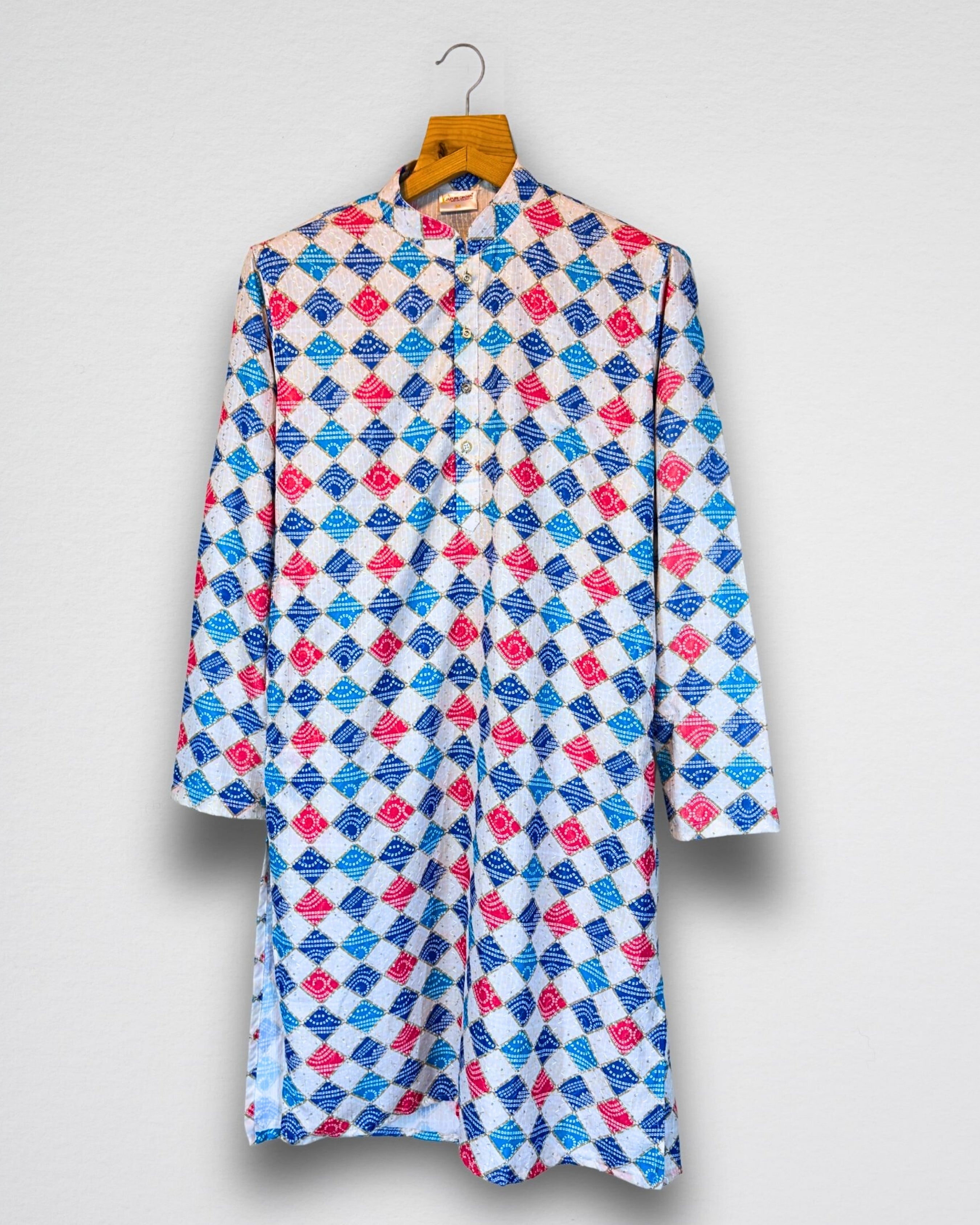 Bandhej White Printed Kurta