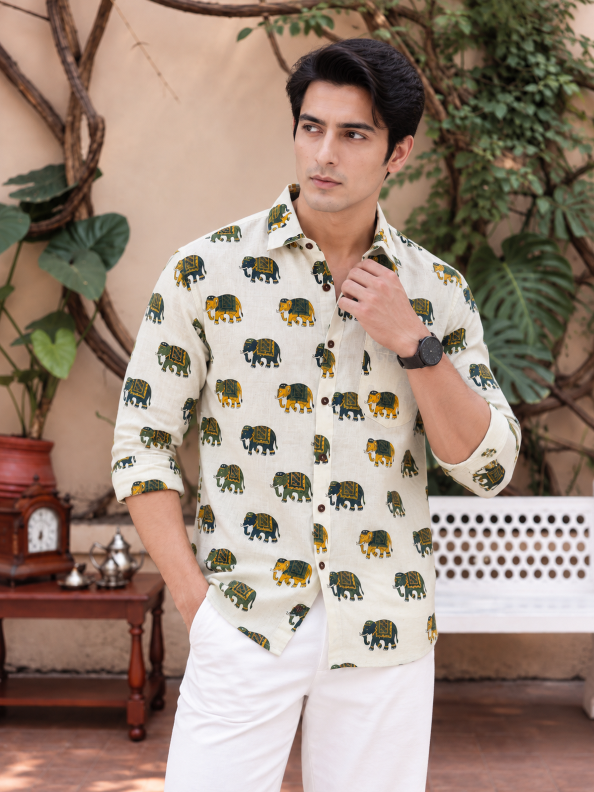 Elephant Dance – Printed Cotton Full Sleeve Shirt
