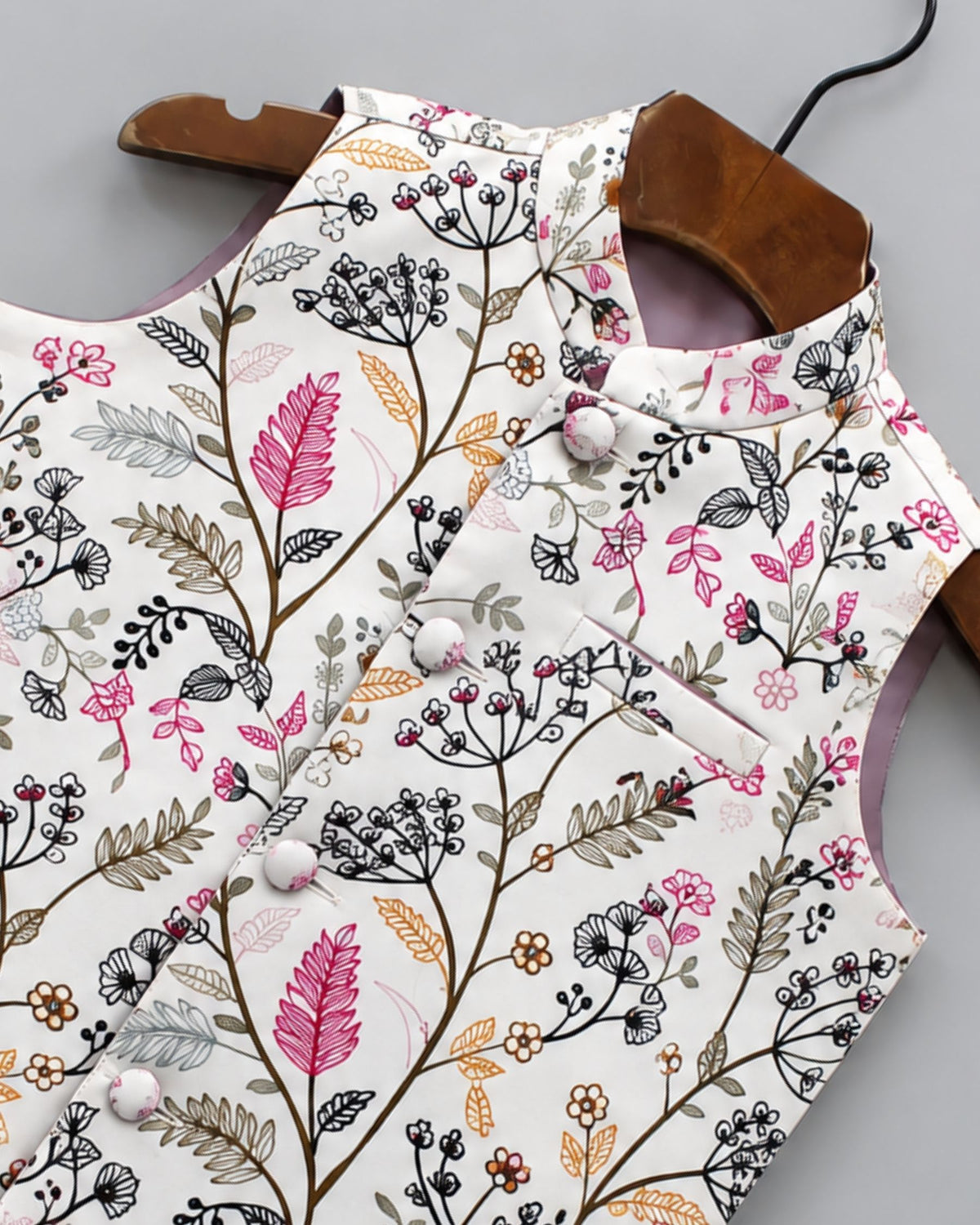 Stylish Kid's Nehru Jacket with Floral Print
