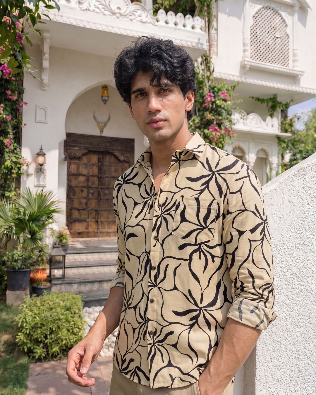 Desert Bloom – Printed Cotton Full Sleeve Shirt