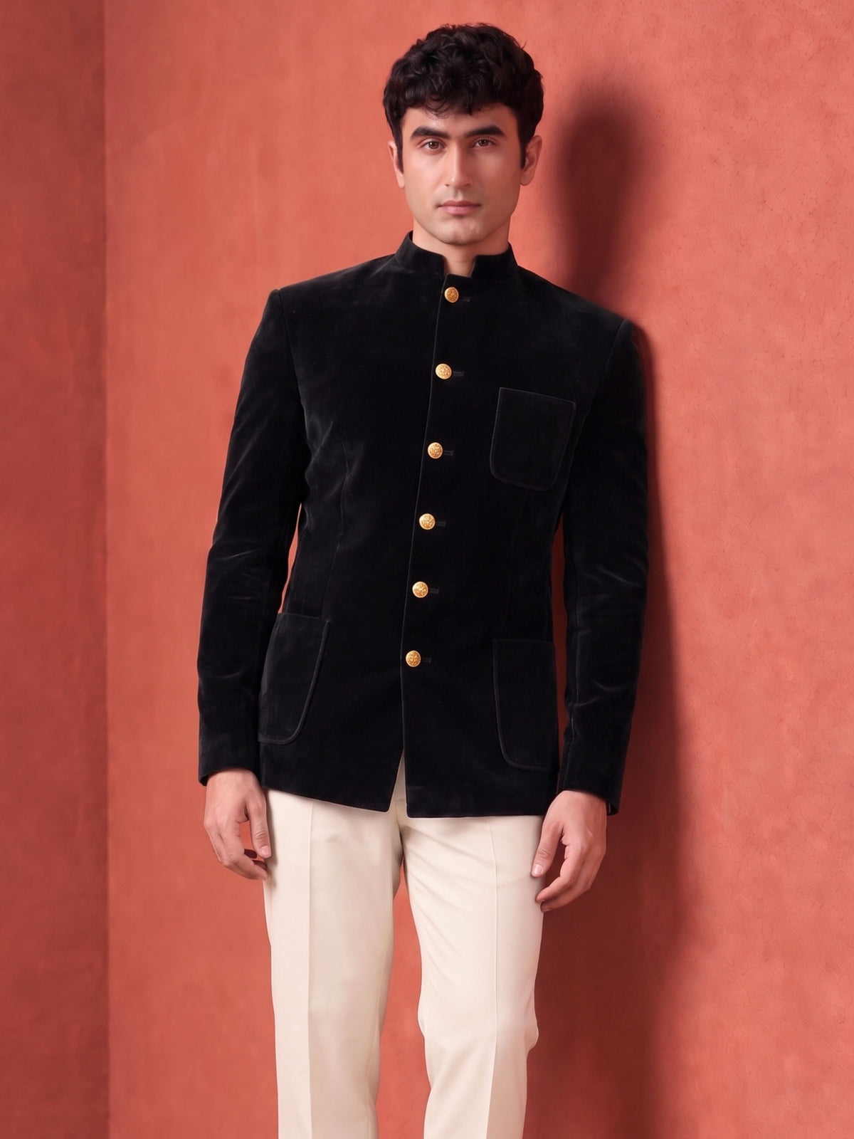 The Ultimate Royal Velvet Jodhpuri bandhgala– Black