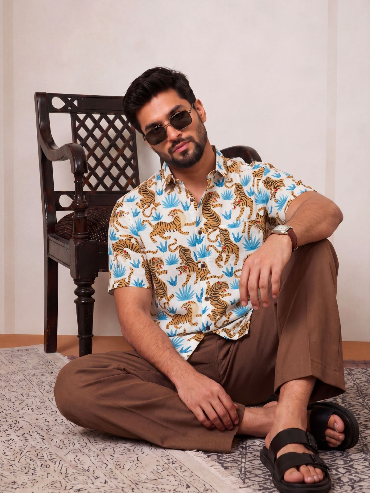 Jungle Roar – Printed Cotton Half Sleeve Shirt